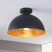 Stropna svetilka Lindby Lya, O 31 cm, črno-zlata, kovina, E27 - Dnevna soba/jedilnica - Sodobni - črna, zlata mat