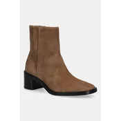 Gležnarji iz semiša Calvin Klein BLOCK HEEL ZIP BOOT SUE