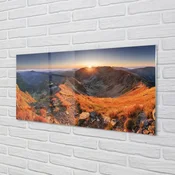 tulup.si Stenska plošča za kuhinjo Mountain sunset 125x50 cm