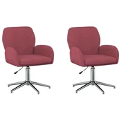 vidaXL vidaXL Vrteči pisarniški stoli 2 kos 54 x 58 x 90 cm Vinorodna rdeča, (5000302270)