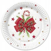 Papirnati krožniki Pentlja Božična zvezda 18 cm 8 kosov.
