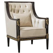 Casa Padrino luxury baroque living room armchair cream/dark brown/gold - Baroque Furniture