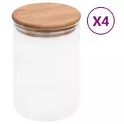 Vidaxl vidaXL Stekleni kozarci z bambusovim pokrovom, 4 kosi, 800 ml