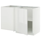 METOD Ugaoni podni ormaric s policom, bela/Ringhult bela, 128x68 cm