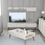 Hanah Home Set TV komoda i klub sto Lyon 3, 4 komada, Krem