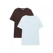 Pull&Bear Majica svetlo modra/čokolada