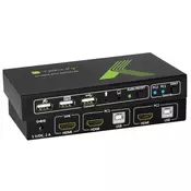Techly IDATA KVM-HDMI2U KVM stikalo 2x1 HDMI/USB 4K60Hz z USB 2.0