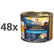 Ontario Dog Puppy konzerva, pašteta - piščanec in spirulina 48 x 200 g