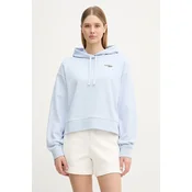 Lacoste pulover s kapuco ženski z bombažem
