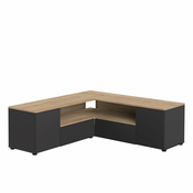 Črna/naravna TV omarica v hrastovem dekorju 130x46 cm Angle – TemaHome
