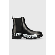 Kožne gležnjače Love Moschino za žene, boja: crna, ravna potpetica