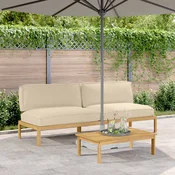 Set sofe s jastukom Bež 240 x 92 x 69 cm Cvrsto drvo akacije