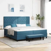 vidaXL vidaXL Postelja z vzmetnico z vzmetnico Temno modra 200 x 200 cm Žamet, (5000043844)