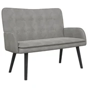 Vidaxl Kavč za 2 osebi Svetlo siva 115 x 61 x 87 cm Žamet