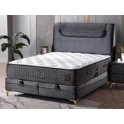 Casa Padrino luxury double bed black/white/gold 180 x 200 cm - Solid wood bed with headboard and mattress - Bedroom furniture - Hotel furniture - Luxury furniture - Luxury interior