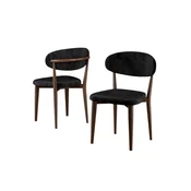 Hanah Home set trpezarijskih stolica Onex 4 kom, crna bukle tkanina, drvene noge boje oraha