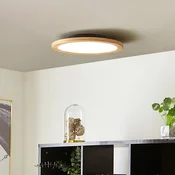 Lucande LED stropna svetilka Joren, O 38 cm, les, CCT, daljinski - Dnevna soba/jedilnica - Podeželska hiša/Rustikalna - svetel les, bela barva
