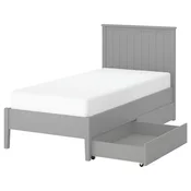 GULLABERG Posteljni okvir z 2 predaloma, siva/Luröy, 90x200 cm