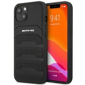 Ovitek AMG AMHCP14MGSEBK za iPhone 14 Plus 6.7 usnje z vtisnjenimi črtami črn