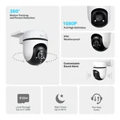 TP-Link Tapo C500, spoljna pomeranje/nagib Vi-Fi bezbednosna kamera, 1080p (1920k1080), 2,4 GHz, horizontalno 360°, pametna detekci?a i obaveštenja