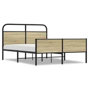 Vidaxl Posteljni okvir brez vzmetnice 140x190 cm sonoma hrast inž. les