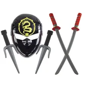 slomart Ninja bojevniški set: maska, meči in bodala z rdečimi okraski