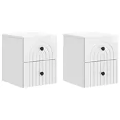 vidaXL Stenski nočni omarici 2 pcs Bela visok sijaj 33 x 34,5 x 40 cm