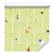Tapeta z drevesi in pisanimi živalmi za dnevno sobo in spalnico 50x1000 cm