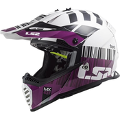 Motocross kaciga LS2 MX437 Fast Evo XCODE bijelo-ljubicasta sjajna