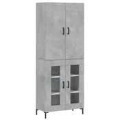 Vidaxl Visoka komoda betonsko siva 69,5x34x180 cm inženirski les