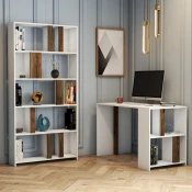 Hanah Home Set polica i radni sto Lima, Orah-beli