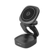 Maxlife Maxlife, 3-v-1 brezžični polnilnik MagSafe Qi 15W za pametni telefon/AirPods/Apple Watch, Črna, (5000191758)