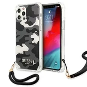 Ovitek Guess Camo za iPhone 12/12 Pro 6.1 črn, s pozlačenim logotipom