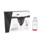 INTT - BRAZILIAN BLACK PANTY WITH PEARLS AND LUBRICANT GEL 50ML