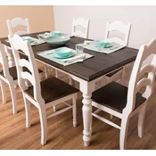 Casa Padrino country style dining chair set of 6 white/dark brown 44 x 44 x H. 102 cm - Solid wood dining room chairs in country style - Country style solid wood dining room furniture
