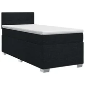 vidaXL Postelja boxspring z vzmetnico Črna 100 x 200 cm Blago