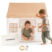 Mamabrum Zložljiv Otroški Šotor Hiška XXL z LED Lučkami in Okni - 95 x 125 x 130 cm, Za Sobo in Vrt, Tkanina Oxford, Prevleka z Ročajem