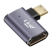 LINQ LinQ, Adapter Video 8K UHD HDMI Ženski na Mini HDMI Moški Sklonjen Levo, Siva, (5000220190)