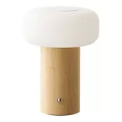 Bela/v naravni barvi bambusova namizna svetilka s plastičnim senčilom (višina 18 cm) Stafford – House Nordic