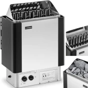 Uniprodo Električna peč za savno z vgrajenim upravljanjem 9-13 m3 do 110C 400 V 9 kW srebrno-črna