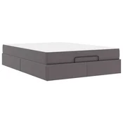 Vidaxl Posteljni okvir z vzmetnico Drugo 2 szt. Siva PVC