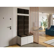 Set za hodnik Trenton 128 207x85x34cm, Smeda, Bijela, Tkanina, Laminirani iveral, Zidni, Podni