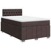 Vidaxl Box spring postelja z vzmetnico temno rjav 120x200 cm blago