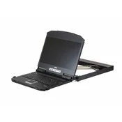 Aten CL3800NW-ATA-GG 1U Ultra Short Depth Dual Rail WideScreen FHD LCD Konzola (USB / HDMI / DVI / VGA) with German keyboard