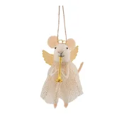 Tekstilni okrasek za jelko 6 cm Angel Mouse Playing the Trumpet – Sass & Belle