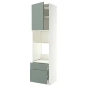 METOD / MAXIMERA Visoki element za ugradne uredaje, bela/Nickebo mat sivozelena, 60x60x240 cm