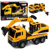 slomart Gradbena tovornjak z bagrom LEAN TOYS 1:14, z gibljivo žlico, lučmi in zvoki