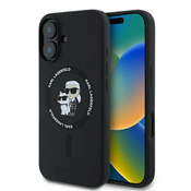 Originalen ovitek Karl Lagerfeld KC Heads Ring MagSafe za iPhone 16 Plus - črn