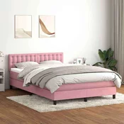 vidaXL vidaXL Box spring postelja z vzmetnico roza 140x220 cm žamet, (22011306)