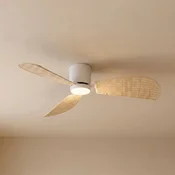 Lucande LED stropni ventilator Faipari, bel/ratan, DC, 132 cm - Dnevna soba/jedilnica - Sodobni - bela, ratana - Les